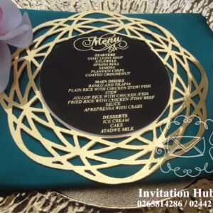 Round Laser Cut Menu Card
