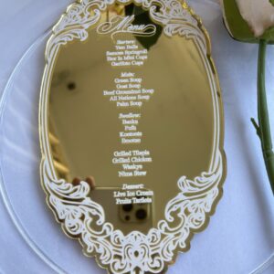 Gold Mirror Acrylic Custom shape menu card