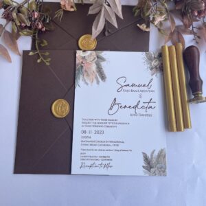 Flat Invitation Card with wax Sealed Envelop