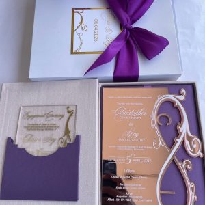 Custom Shaped Acylic Invitation with Box Envelop
