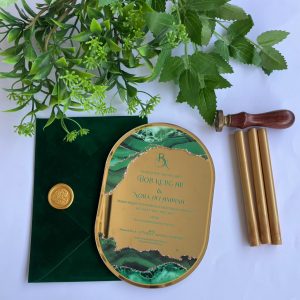 Acyrlic Invitation with Wax seeled velvet envelope